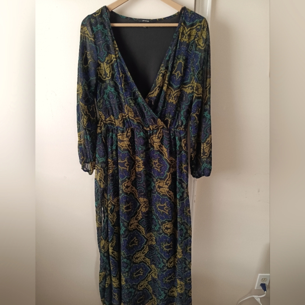 Rayon Wrap Kimono Maxi Midi Dress